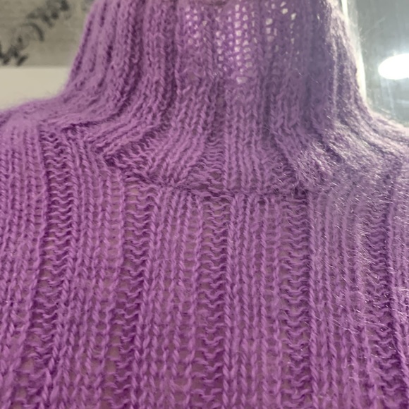 KNITTED BY ME🌺VTG 90’ Handmade Kid Mohair Turtleneck Sweater - Picture 6 of 7